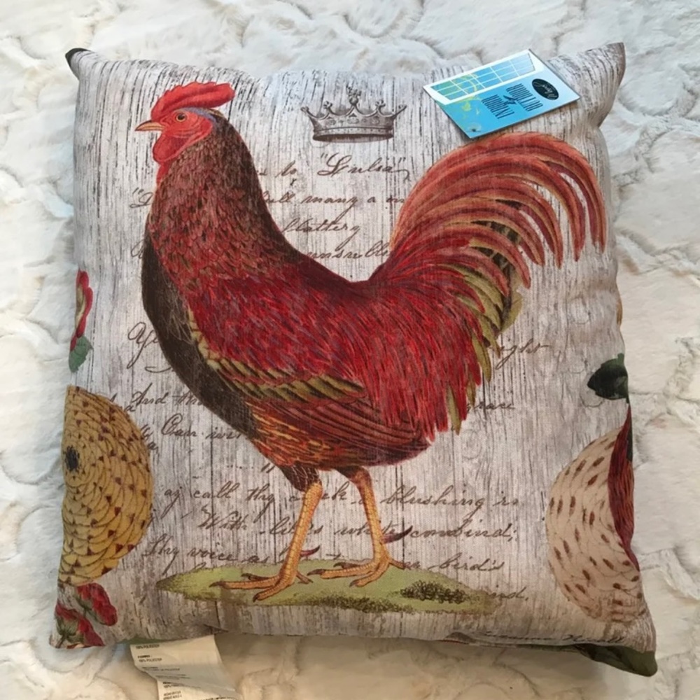 Rooster Pillow indoor outdoor material